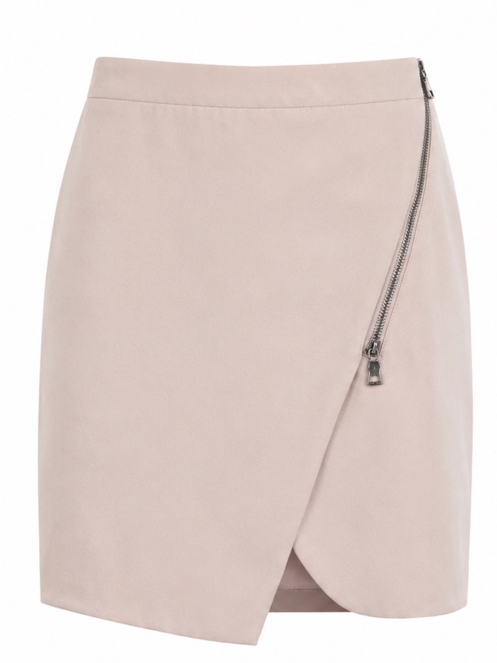 Y2K style Blush Pink Asymmetrical Zip Mini Skirt  - 2